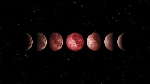 Red Moon Phase Lunar Cycle Animation Stock Footage 243974008