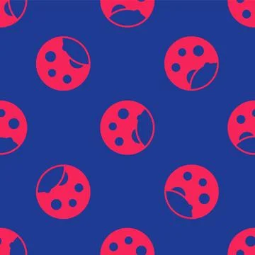 Red Moon phases icon isolated seamless pattern on blue background. Vector Illustrazione stock