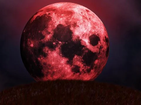 Red moon rises Stock Illustration