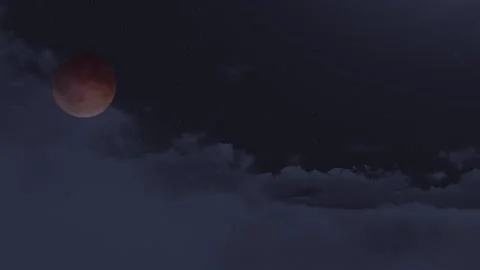 Red Moon in the Sky Stock Footage 92848370