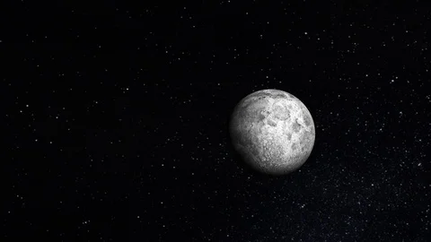 Red Moon slowly rotating in space. 4k video full moon in the black sky Stock Footage 123179667