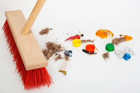 Red mop mixed trash Foto stock