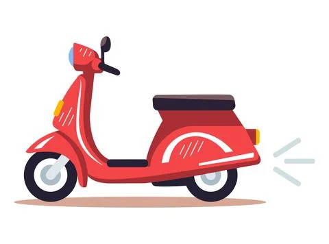 Red moped without a driver. mini motorcycle. Stock Illustration