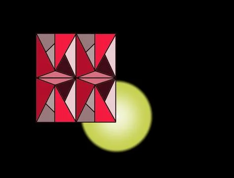 Red Mosaic Tile with Glowing Yellow Orb on Black Background 스톡 일러스트