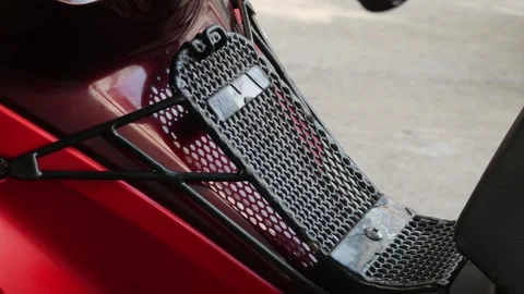 Red Motorcycle Front Storage Rack Stock Footage 327107429