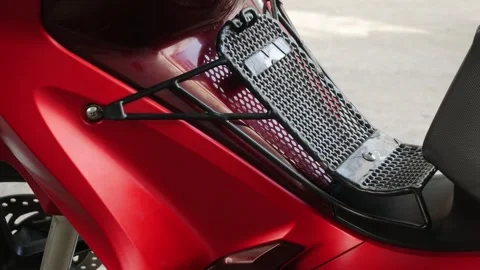 Red Motorcycle Front Storage Rack Stock Footage 327574718