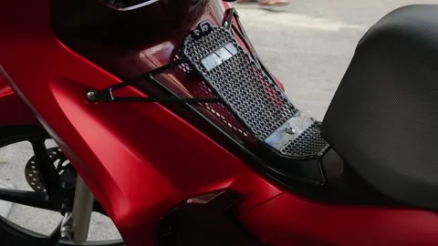 Red Motorcycle Front Storage Rack Stock Footage 327574720