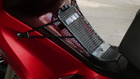 Red Motorcycle Front Storage Rack 動画素材 330319753