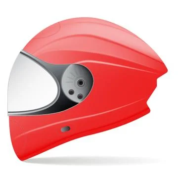 Red Motorcycle Helmet. Side View Isolated On A White Background. Vector Stock Illustration