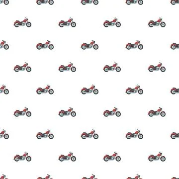 Red motorcycle repeated creating seamless pattern background Stock Illustration