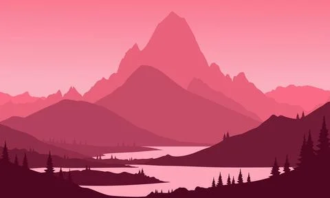 Red mountain landscape Stock Illustration