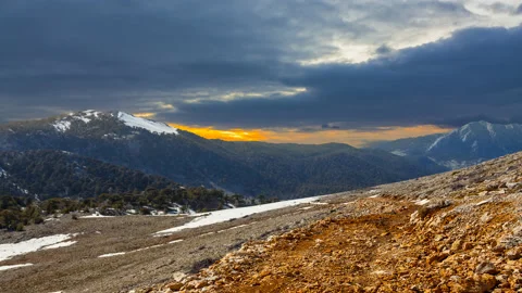 Red mountain slope at the twilight time lapse scene Stock Footage 194172909