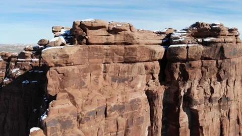 Red Mountain Topped with Snow, Utah, Aerial View Stock Footage 146558163