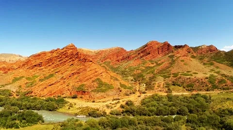 Red mountains and a river 動画素材 41456689