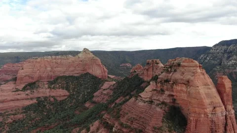 Red Mountains covered in green Stock Footage 141749045