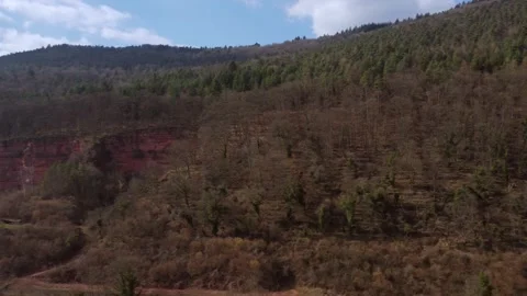 Red mountains forest and river view from above 動画素材 174275238