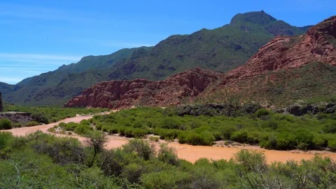 Red mountains at route 40 in between the towns Salta and Cafayate Video stock 109509604