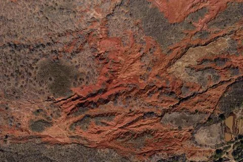 Red mountains from the sky Stock Photos