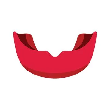Red mouth guard protecting teeth for sports safety Stock Illustration