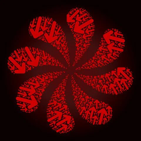 Red Move Arrow CCW Icon Centrifugal Spin Illustrazione stock