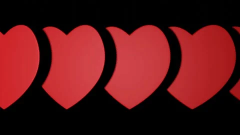 Red Moving Hearts in a Row. Seamless Loop. Perfect for Valentine's Day. Stock Footage 231346475