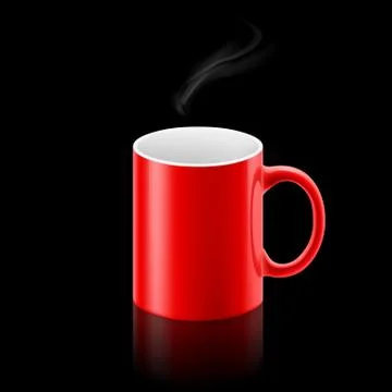 Red mug on black background Illustrazione stock