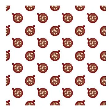 Red mug with cocoa and marshmallows, top view Stock Illustration