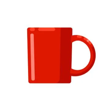 Red mug, cup for drinking tea or coffee - flat Stock Illustration