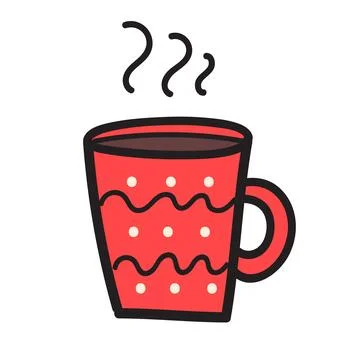 Red mug with hot tea on white Illustrazione stock