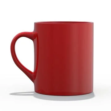 Red mug Mockup standing on the surface. 3D Stock Illustration