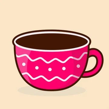 Red mug with pattern. Vector cartoon illustration Illustrazione stock