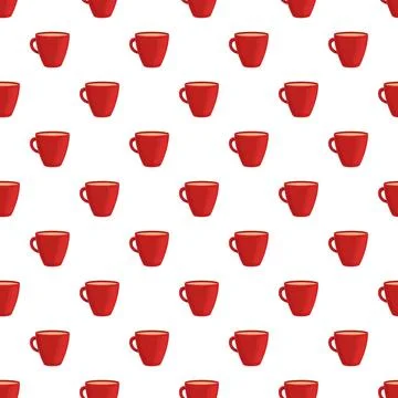 Red mugs repeating pattern creating a seamless background Stock Illustration
