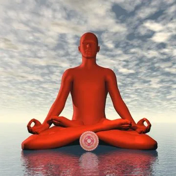 Red muladhara or root chakra meditation - 3D render Stock Illustration