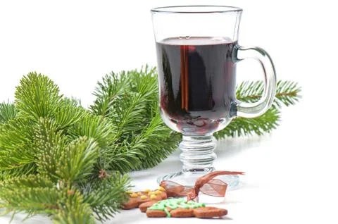 Red mulled wine and different decorations Stock-Fotos