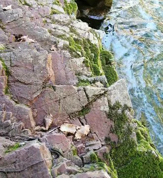 Red, multi-level mountain Stock Photos