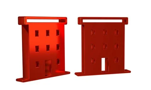 Red Multi storey building icon isolated on transparent background. Ilustración de archivo