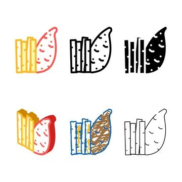 Red multistyle potato color icon vector Stock Illustration