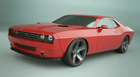 Red musclecar 3d rendering Stock Illustration