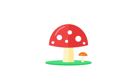 Red mushroom pattern with white spots on white background Stock Footage 347451793
