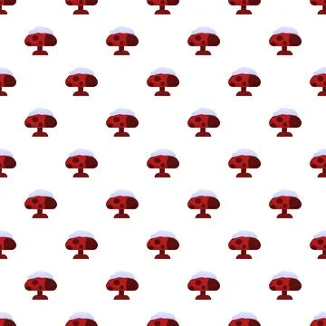 Red mushroom with snow pattern creating winter design Illustrazione stock