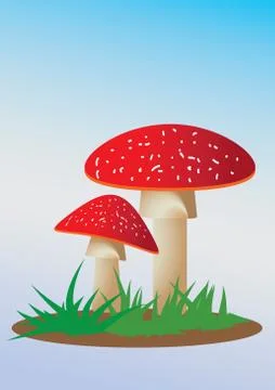 Red mushrooms . Stock Illustration