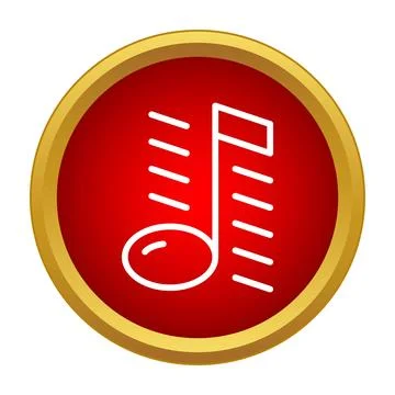 Red music note button playing sound Stock Illustration