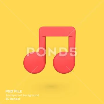 Red music note isolated 3d render icon illustration PSD 템플릿