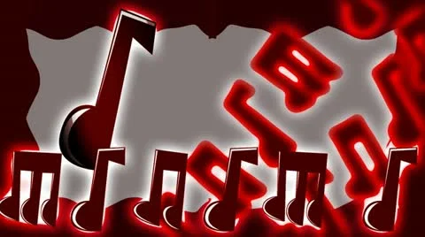 Red Music Notes Stock Footage 12396505