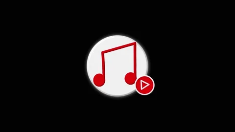 Red musical note icon with play button overlay on animated white circle, Au.. Stock Footage 332664231
