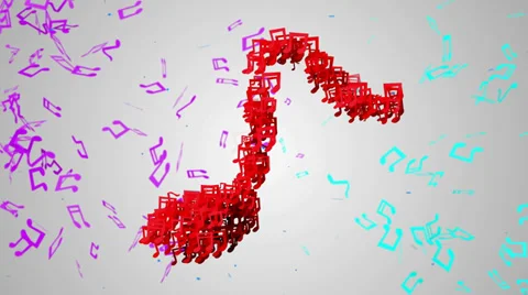 Red Musical Note Particles Loop Animation VJ 4K resolution Ultra HD Stock Footage 39845485