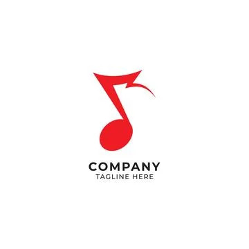 Red musical note vector illustration. Quaver, Eight Note symbol with thunde.. Stock Illustration