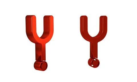 Red Musical tuning fork for tuning musical instruments icon isolated on tra.. Illustrazione stock