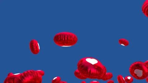 Red Mylar balloons hearth shape Stock Footage 106892189
