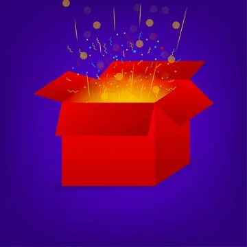 Red mystery box on light background. Premium vector. Digital background Stockillustratie